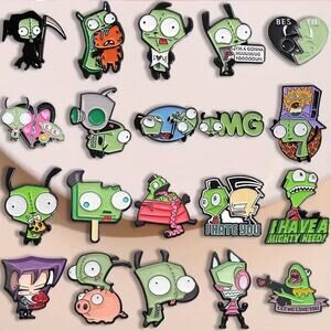 20x Set of Cartoon Nickelodeon Invader Zim, Zim Gir & Friends Metal Pins